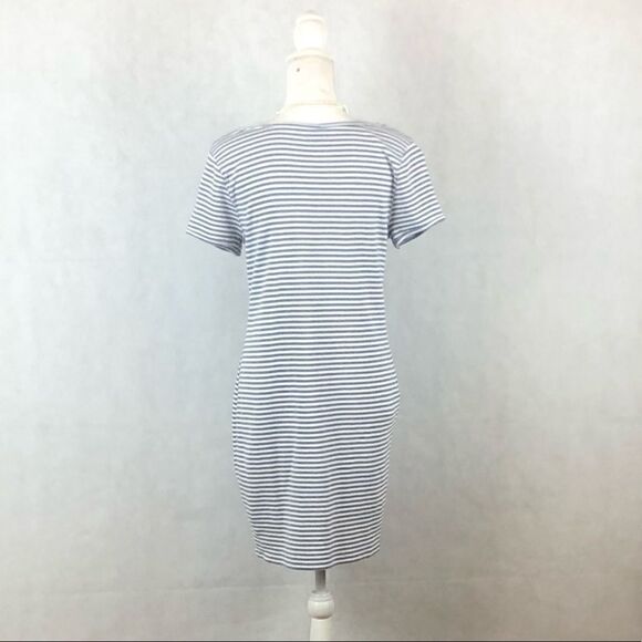 Sz L Wild Fable Fitted Gray White Stripped Dress - Picture 3 of 8
